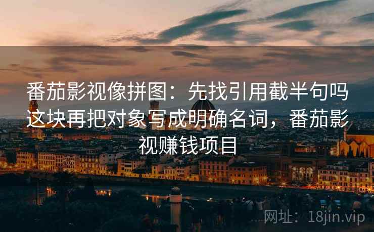 番茄影视像拼图：先找引用截半句吗这块再把对象写成明确名词，番茄影视赚钱项目